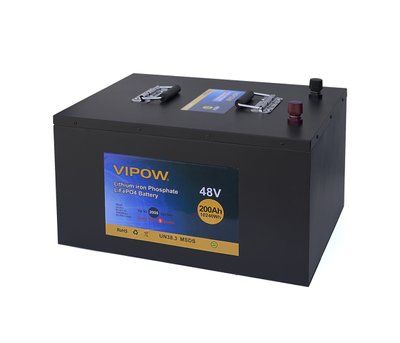 Акумуляторна батарея Vipow LiFePO4 51 2V 200Ah з вбудованою ВМS платою 100A (520*400*300) U_22504 фото