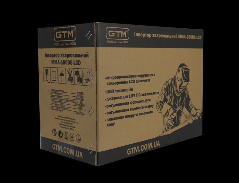 Інвертор зварювал. GTM MMA-180DS LCD, 180А, 1,6-4,0 мм, 220 В дисплей MMA-180DS LCD фото