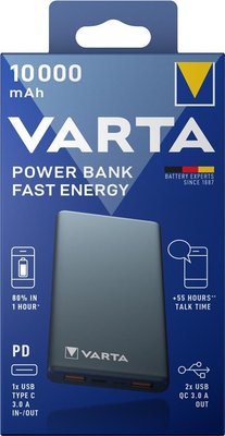 Акумулятор портативний літій-іонний Power Bank Varta Fast Energy 10000 mAh Gray 57981101111 фото