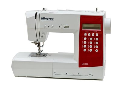 Швейна машина МINERVA MC 90C, комп'ютеризована, 70Вт, 90 шв.оп., петля автомат, білий + червоний MC90C фото