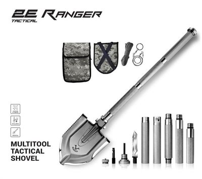 Лопата-мультитул тактична 2E Ranger Steel Gray розбірна, 22в1, з чохлом у комплекті, 103 см макс., 1.6 кг 2E-TSMTSF1-STGR фото