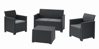 Набір меблів Keter Emma 2 seater set, стіл-скриня, сірий 8711245148014 фото
