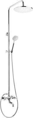 Душова система Deante Temisto зі змішувачем для ванни, душ - верхній душ, лійка, кріпл. - на стійці, хром NAC_01QT фото