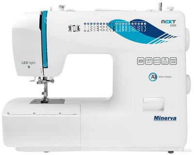 Швейна машина МINERVA NEXT 232D, електромех., 85Вт, 23 шв.оп., петля напівавтомат, білий + синій NEXT232D фото