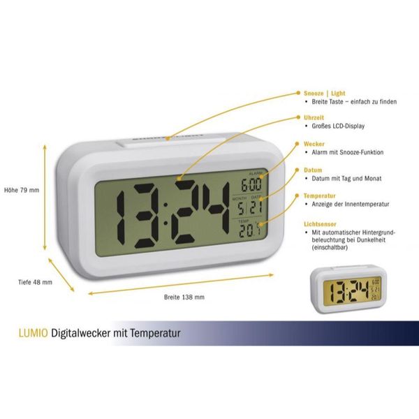 Настільний годинник TFA "Lumio" (60201802) 60201802 фото