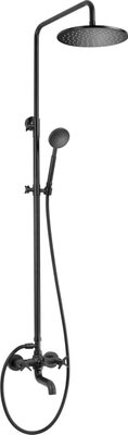 Душова система Deante Temisto зі змішувачем для ванни, душ - верхній душ, лійка, кріпл. - на стійці, чорний NAC_N1QT фото