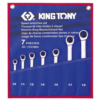 Набір гайкових ключів комбі з тріскачкою 7 шт. (10-19 мм) KING TONY 12107MRN 12107MRN фото
