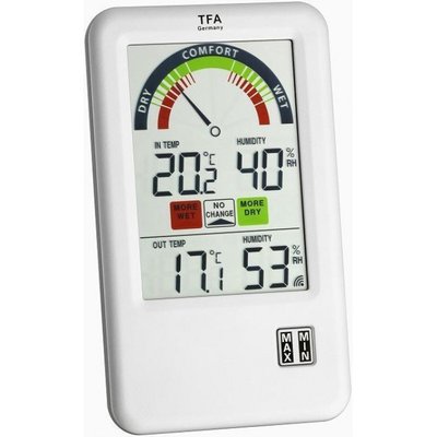 Термогигрометр цифровой TFA "Bel-Air", внешний радиодатчик, цветная шкала, 95x20x158мм (303045.IT) 303039.IT фото
