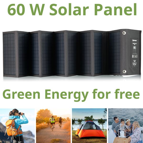 Портативний зарядний пристрій сонячна панель Bresser Mobile Solar Charger 60 Watt USB DC (3810050) 930150 фото