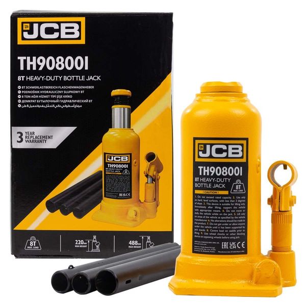 Домкрат пляшковий JCB Tools 8т JCB-TH908001 JCB-TH908001 фото