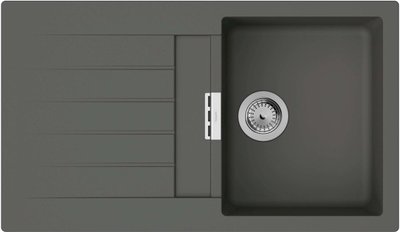 Мийка кухонна Hansgrohe S52, граніт, прямокутник, з крилом, 840х480х190мм, чаша - 1, врізна, сірий камінь 43356290 фото