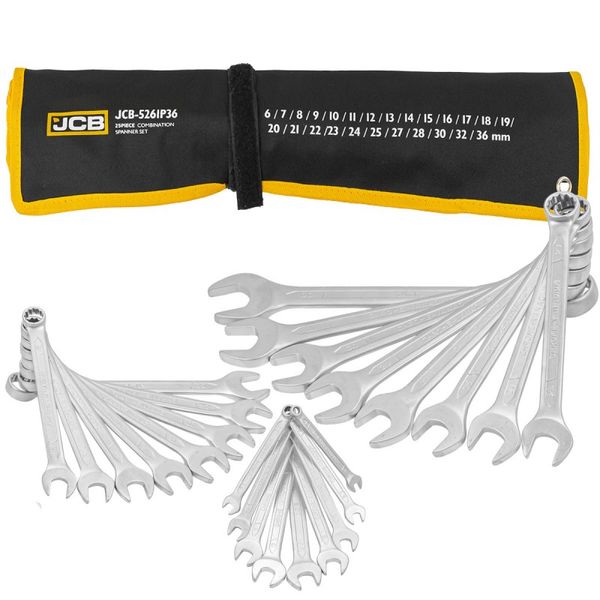 Набір ключів рожково-накидних JCB Tools в чохлі, (6-36мм), 25од. JCB-5261P36 JCB-5261P36 фото