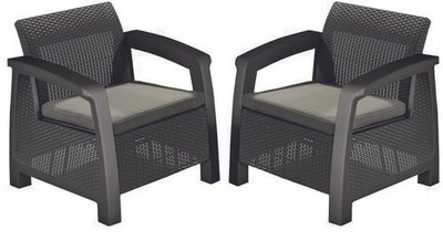 Комплект крісел, 2 шт., Keter Bahamas Duo set, коричневий — сіро-бежевий 3253929000001 фото