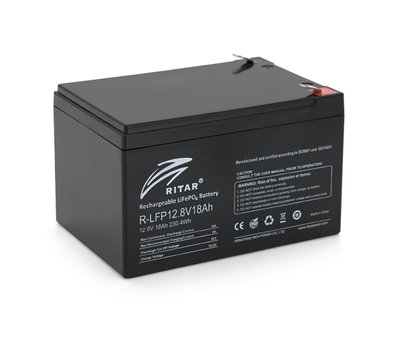 Акумуляторна батарея Ritar LiFePO4 12 8V 18Ah 230 4WH ( 150 x 98 x 95 (100) ) Q6 U_6528 фото