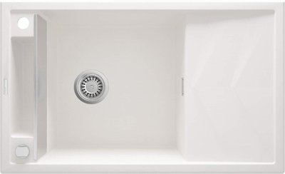 Мийка кухонна Deante Magnetic, граніт, прямокут., з крилом, 820х500х219мм, чаша - 1, накладна, алебастр ZRM_A113 фото