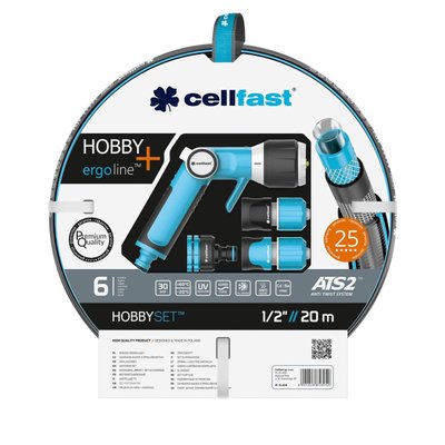 Набір для поливу Cellfast HOBBY ATS2, в комплекті шланг 1/2”, 20м, 6 шарів, -20…+60°C, зрошувач, комплект 16-209 фото
