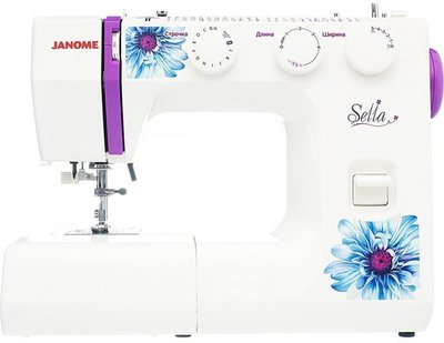Швейна машина JANOME Sella, електромех., 60Вт, 25 шв.оп., петля автомат, білий + синій J-SELLA фото