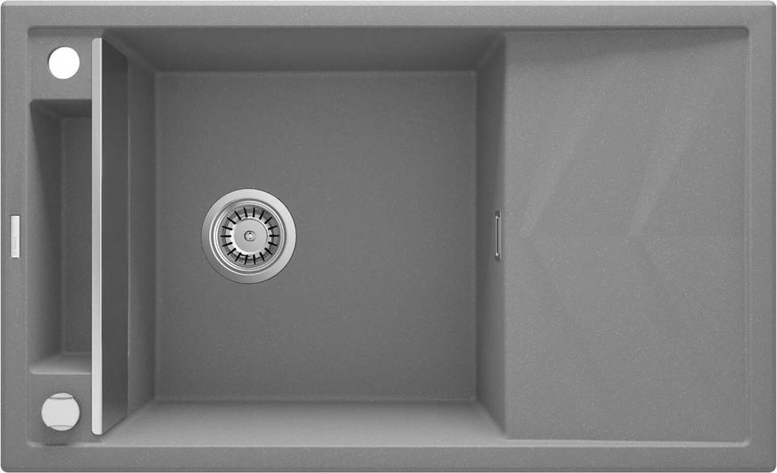 Мийка кухонна Deante Magnetic, граніт, прямокут., з крилом, 820х500х219мм, чаша - 1, накладна, сірий ZRM_S113 фото