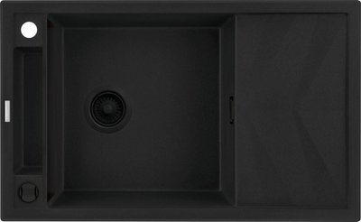 Мийка кухонна Deante Magnetic, граніт, прямокут., з крилом, 820х500х219мм, чаша - 1, накладна, чорний матовий ZRM_N113 фото
