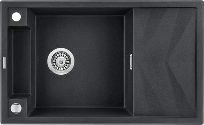 Мийка кухонна Deante Magnetic, граніт, прямокутник, з крилом, 820х500х219мм, чаша - 1, накладна, металічний ZRM_G113 фото