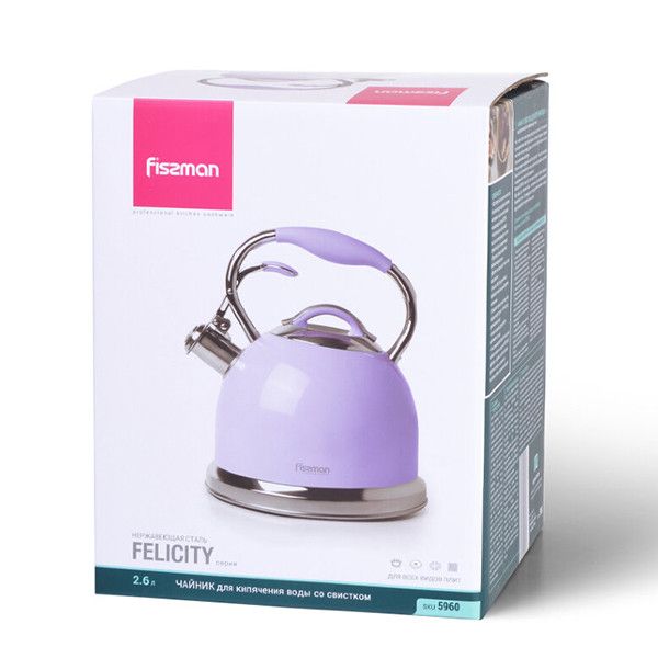 Чайник Fissman Felicity зі свистком 2.6 л Фіолетовий (5960) 5960 фото