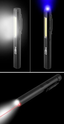 Ліхтар інспекційний акумуляторний Neo Tools, 4в1, 800мАг, 450лм, 5+3Вт, лазер, УФ лампа 365нм, IP20 99-077 фото