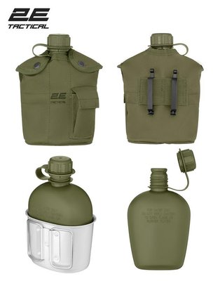 Фляга тактична у чохлі 2E Flask WB01, 1л, з кружкою для їжі, олива 2E-TACFWB01-ODGN фото