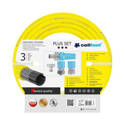 Набір для поливу Cellfast PLUS, в комплекті шланг 1/2', 25м, 3 шари, -10…+50°C, зрошувач, комплект для 10-290 фото