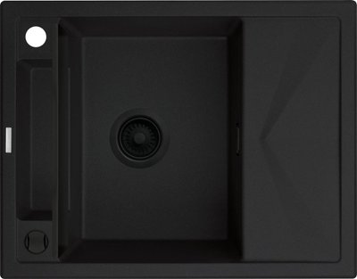 Мийка кухонна Deante Magnetic, граніт, прямокут., з крилом, 640х500х219мм, чаша - 1, врізна, чорний матовий ZRM_N11A фото