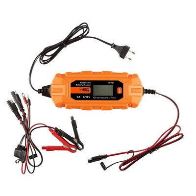 Зарядний пристрій автоматичний Neo Tools, 4A/70Вт, 3-120Ah, для кислотних/AGM/GEL акумуляторів 11-891 фото
