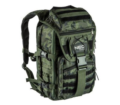 Рюкзак Neo Tools CAMO, туристичний, камуфляжний, 30л, 22 кишені, посилений, поліестер 600D, 50х29. 5х19 см 84-321 фото