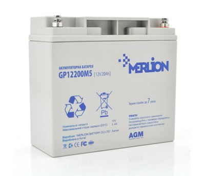 Акумуляторна батарея MERLION AGM GP12200M5 12 V 20 Ah ( 180 x 78 x 165 (168) ) Q2 U_6014 фото