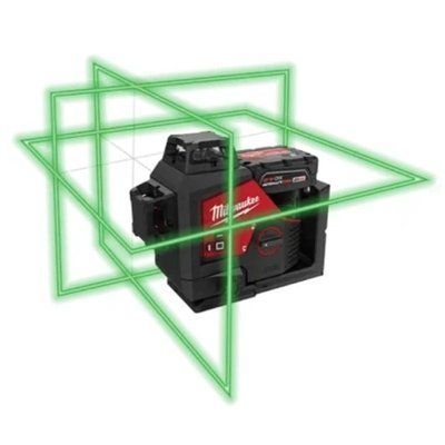 Нівелір лазерний акумуляторний 3D MILWAUKEE M12 3PL-401C (330 |, зелений промінь) (ЗУ + 1Х4А&middot;год + кейс) 4933478102 фото