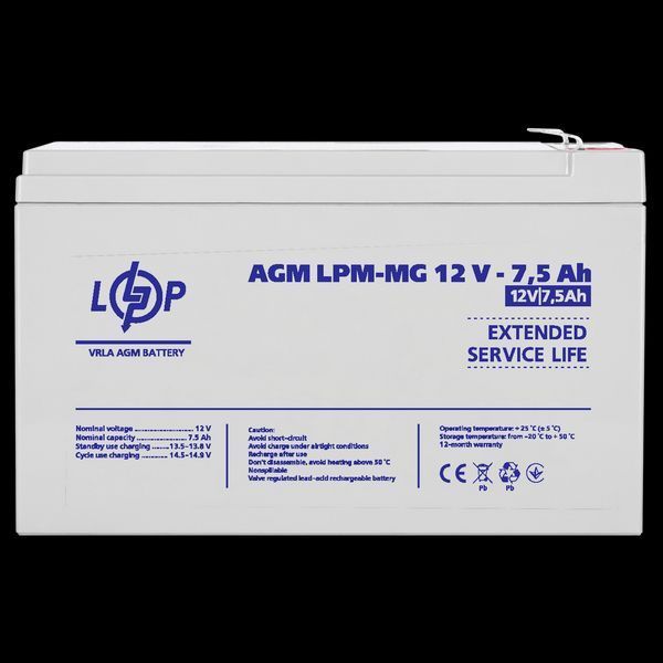 Акумулятор мультигелевий LPM-MG 12V - 7.5 Ah 6554(log) фото