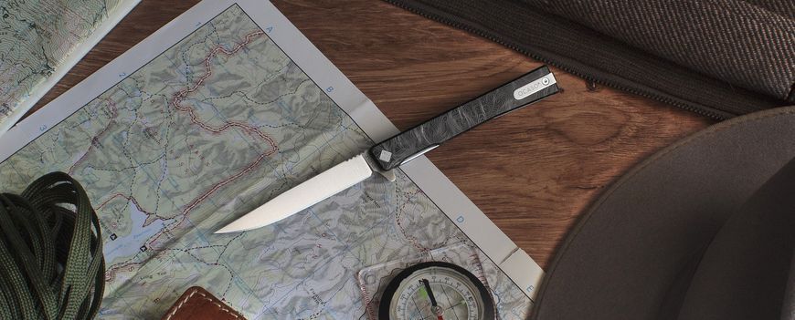 Ніж Ocaso "Solstice", Engraved titanium, Topo Pattern, Satin 10ETS фото