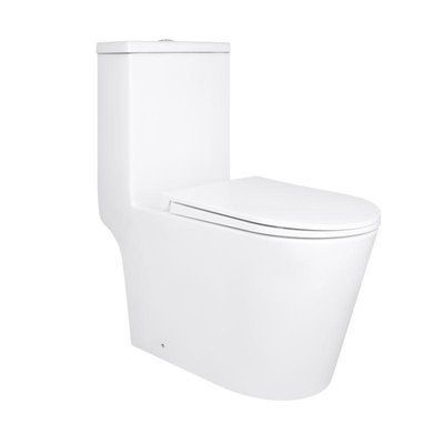 Унітаз-моноблок підлоговий Qtap Kolibri Ultra Quiet безобідковий з сидінням Soft-close WHITE QT10226380W SD00052624 фото