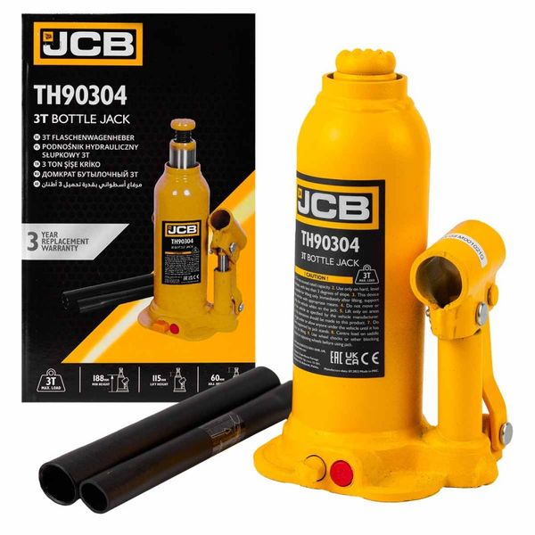 Домкрат пляшковий JCB Tools 3т JCB-TH90304 JCB-TH90304 фото