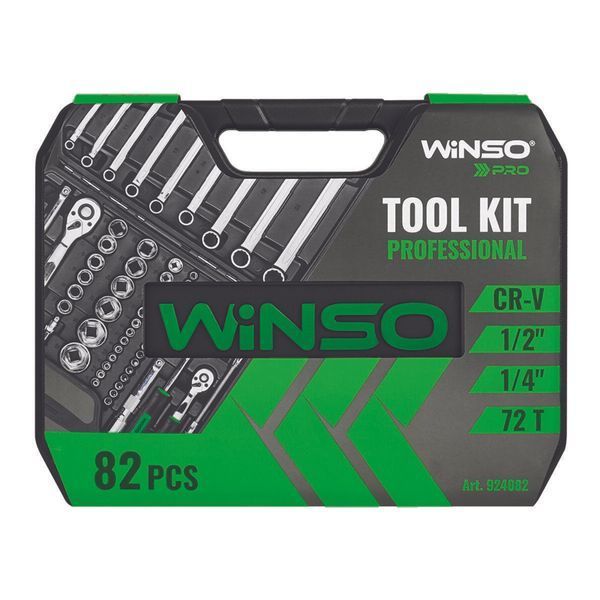 Професійний набір інструментів в кейсі Winso Pro 1/2", 1/4" 72 T, CR-V, 82од. 924082 924082(L) фото