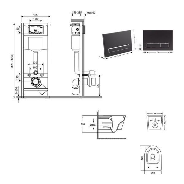 Готове рішення Qtap для ванної кімнати: підвісний унітаз Jay Ultra Quiet 520x360x320 + комплект інсталяції SD00054319 фото
