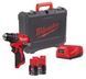 Дриль-шуруповерт акумуляторний безщітковий MILWAUKEE M12 BLDDRC-202C, 40Нм (зарядний пристрій С12, 2 акумулятори М12 В2 2Аг, клі 4933499686 фото 1