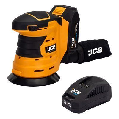 Акумуляторна ексцентрикова шліфувальна машина з комплектом JCB Tools JCB-18OS-2XB-E 57232(for) фото