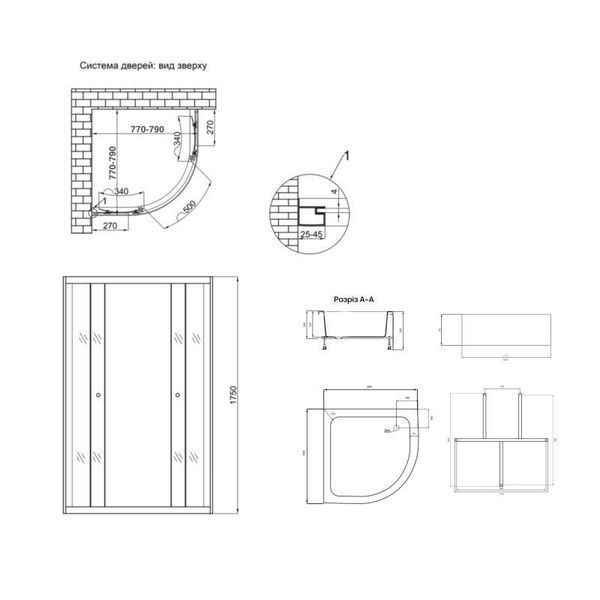 Душова кабіна Lidz Latwa SC80x80.SAT.MID.GR, скло тоноване 4 мм без піддона SD00047609 фото