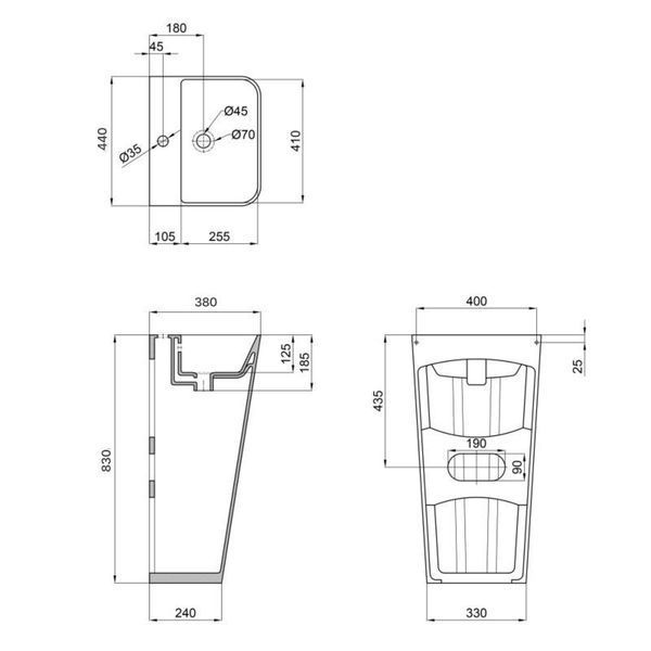 Раковина для підлоги моноблок Qtap Tern 440х380х830mm White QT1711G302WN SD00053088 фото