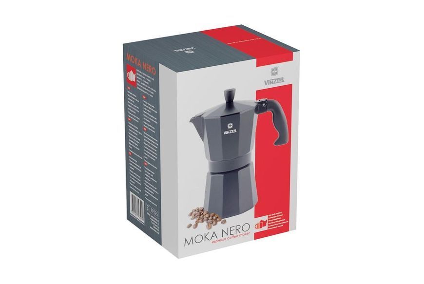 Кавоварка гейзерна VINZER Moka Nero, 6 чашок (89395) 50395 фото