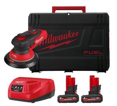Шліфмашина ексцентрикова акумуляторна безщіткова MILWAUKEE, M12 FROS2.5-502X, діаметр 150мм (зарядний пристрій С12 С, 2 акумулят 4933493648 фото