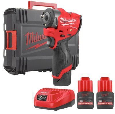 Гайковерт акумуляторний 3/8'' MILWAUKEE з кільцем M12 FSCIWF38-252X, 305Нм (зарядний пристрій, 2 акум. Х 2,5Аг, HD кейс) 4933498970 фото