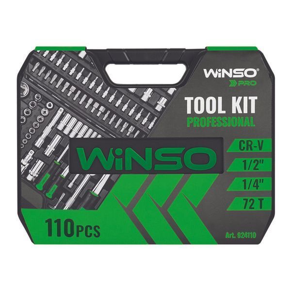 Професійний набір інструментів в кейсі Winso Pro 1/2", 1/4" 72T, CR-V, 110од. 924110 924110(L) фото