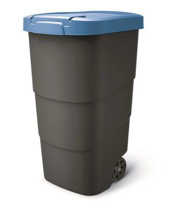 Бак для сміття Prosperplast Wheeler 110 л, антрацит, синя кришка 5905197462905 фото