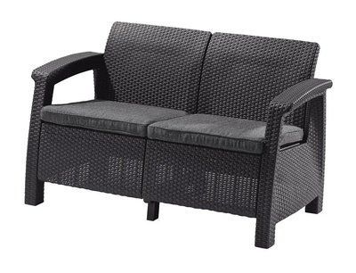 Диван пластиковый садовый Keter Corfu II Love seat, графит 8711245158730 8711245158730 фото