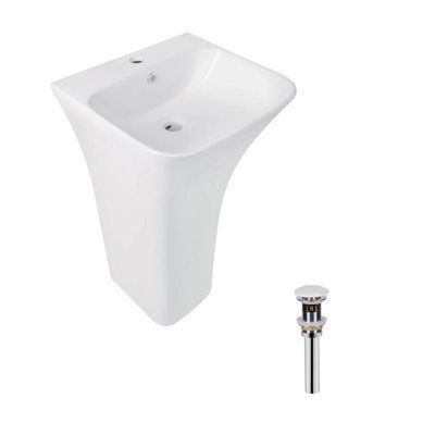 Комплект Qtap Crow: Раковина напольна моноблок 445x420x840 мм White + Донний клапан PU02O SD00053445 фото